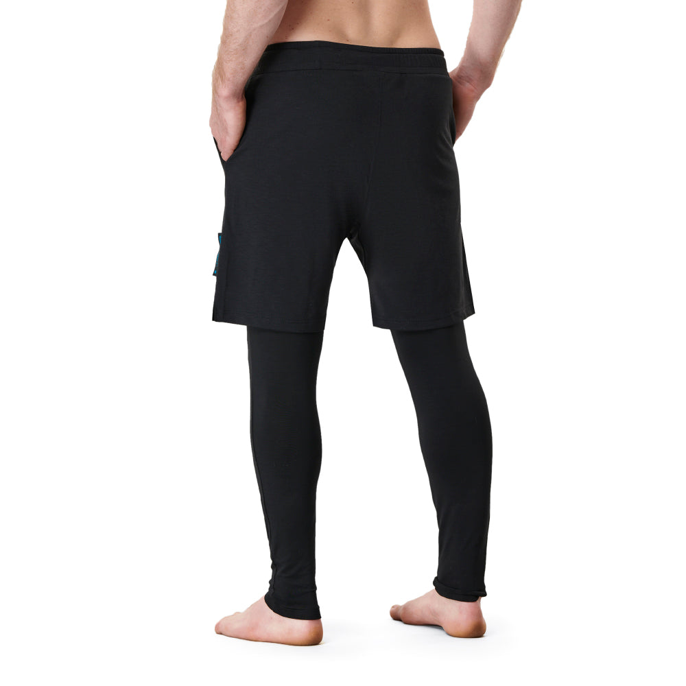 back of warrior addicts mens yoga pants in black 