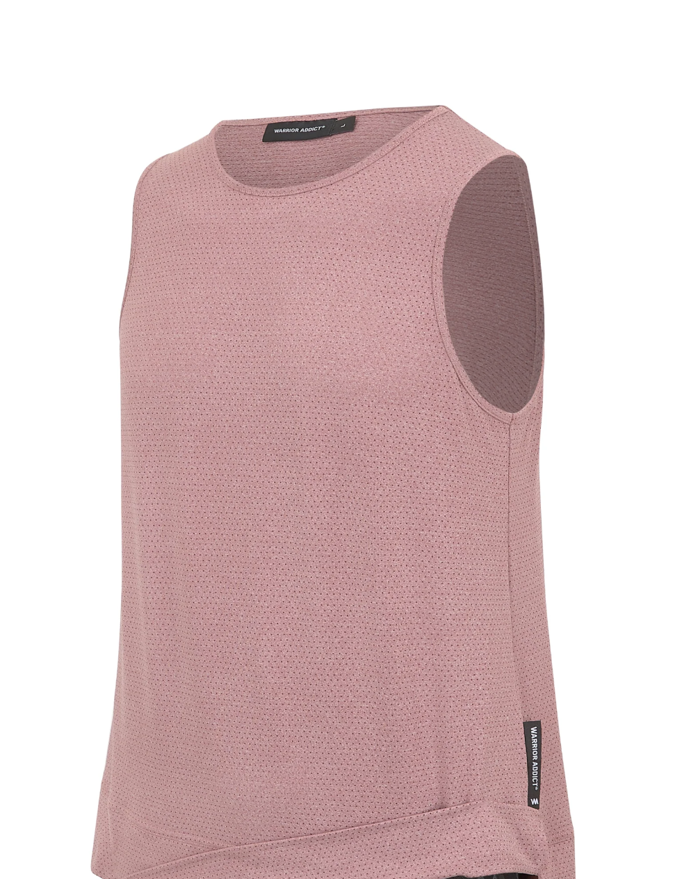 Rose-colored mesh tank top.