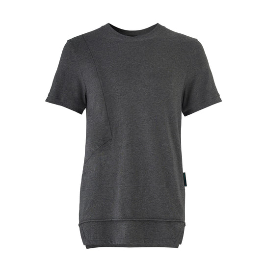 Dark gray short-sleeved tunic.
