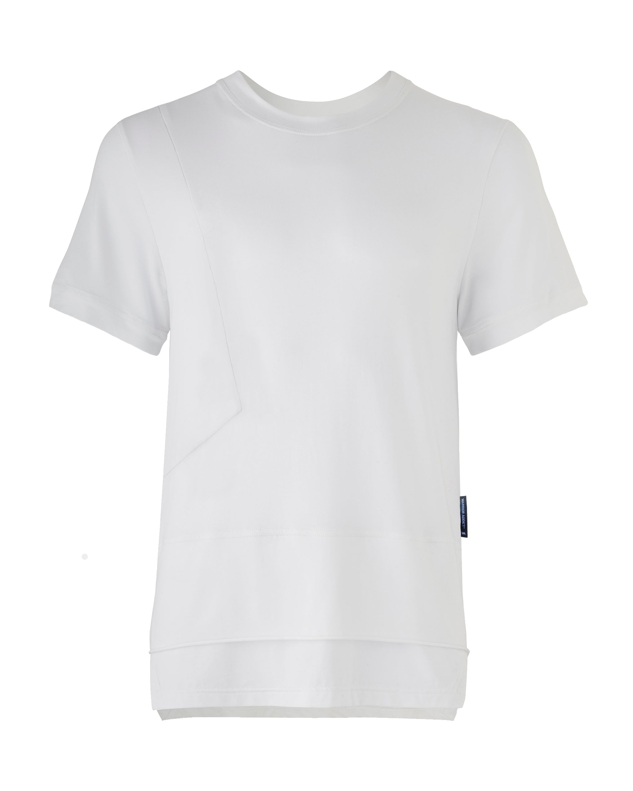 White short-sleeved t-shirt.