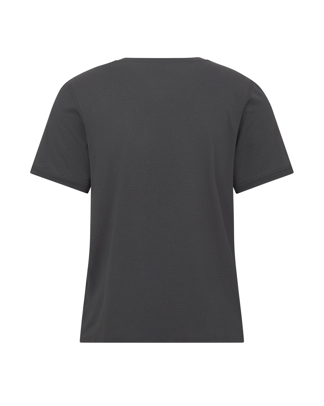 Dark grey mesh t-shirt.