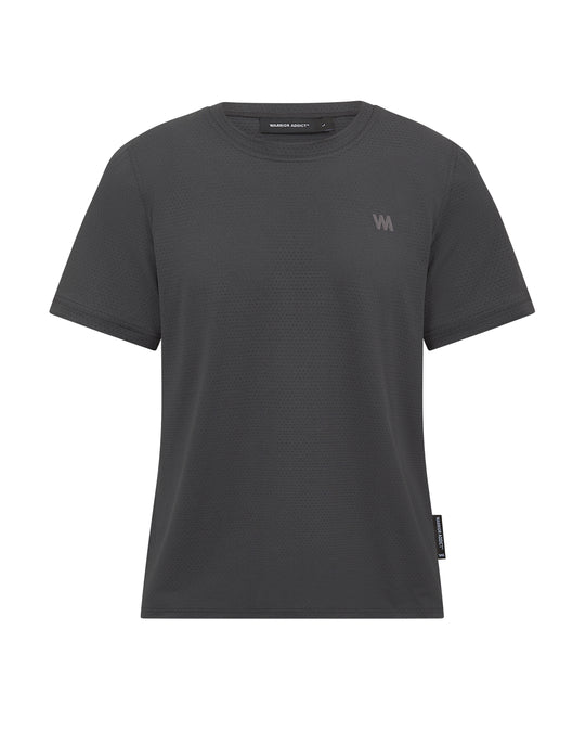 Gray athletic t-shirt with a subtle dot pattern.