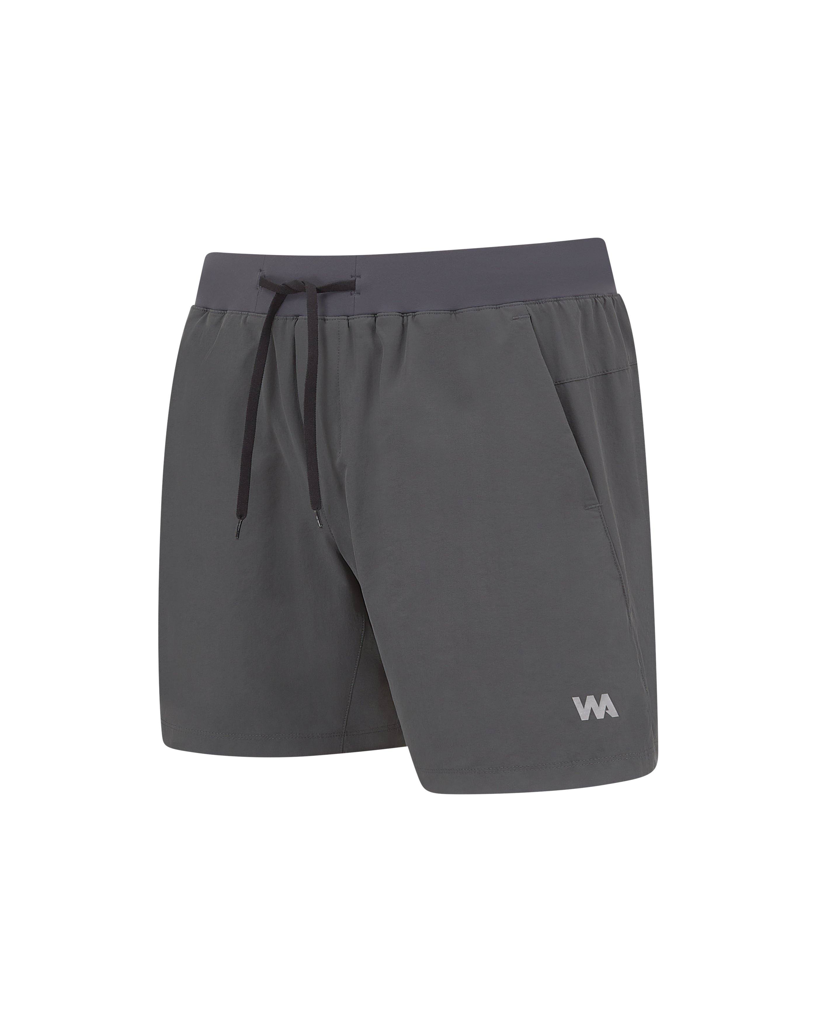 Gray men's shorts with drawstring.