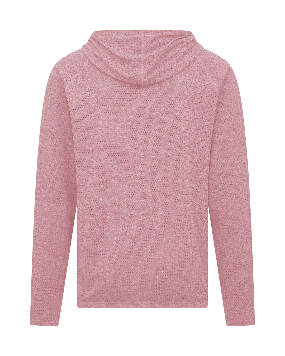Back of pink hooded sweatshirt.