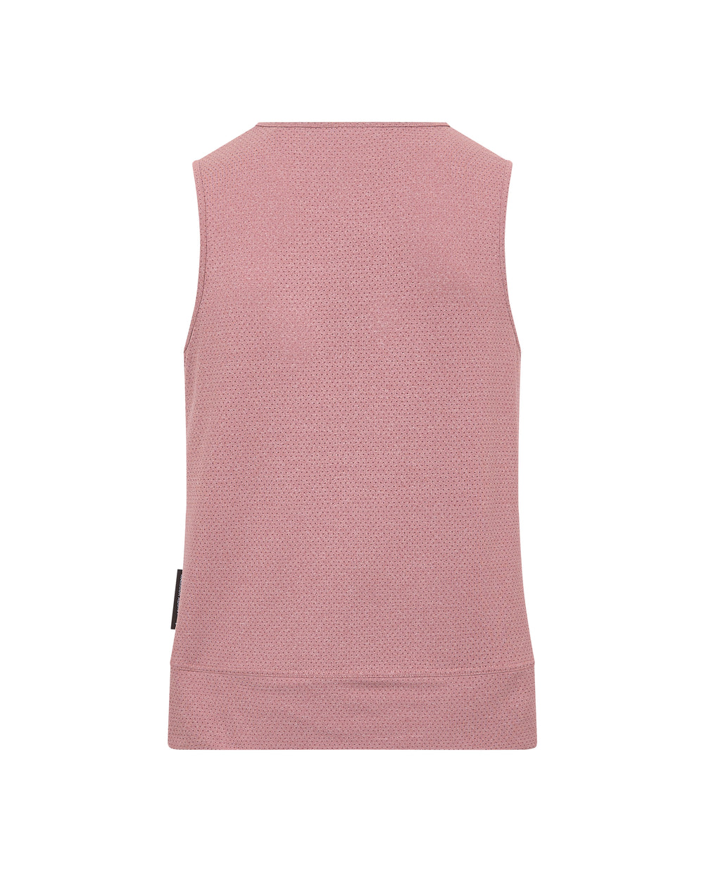 Pink textured sleeveless top, back view.