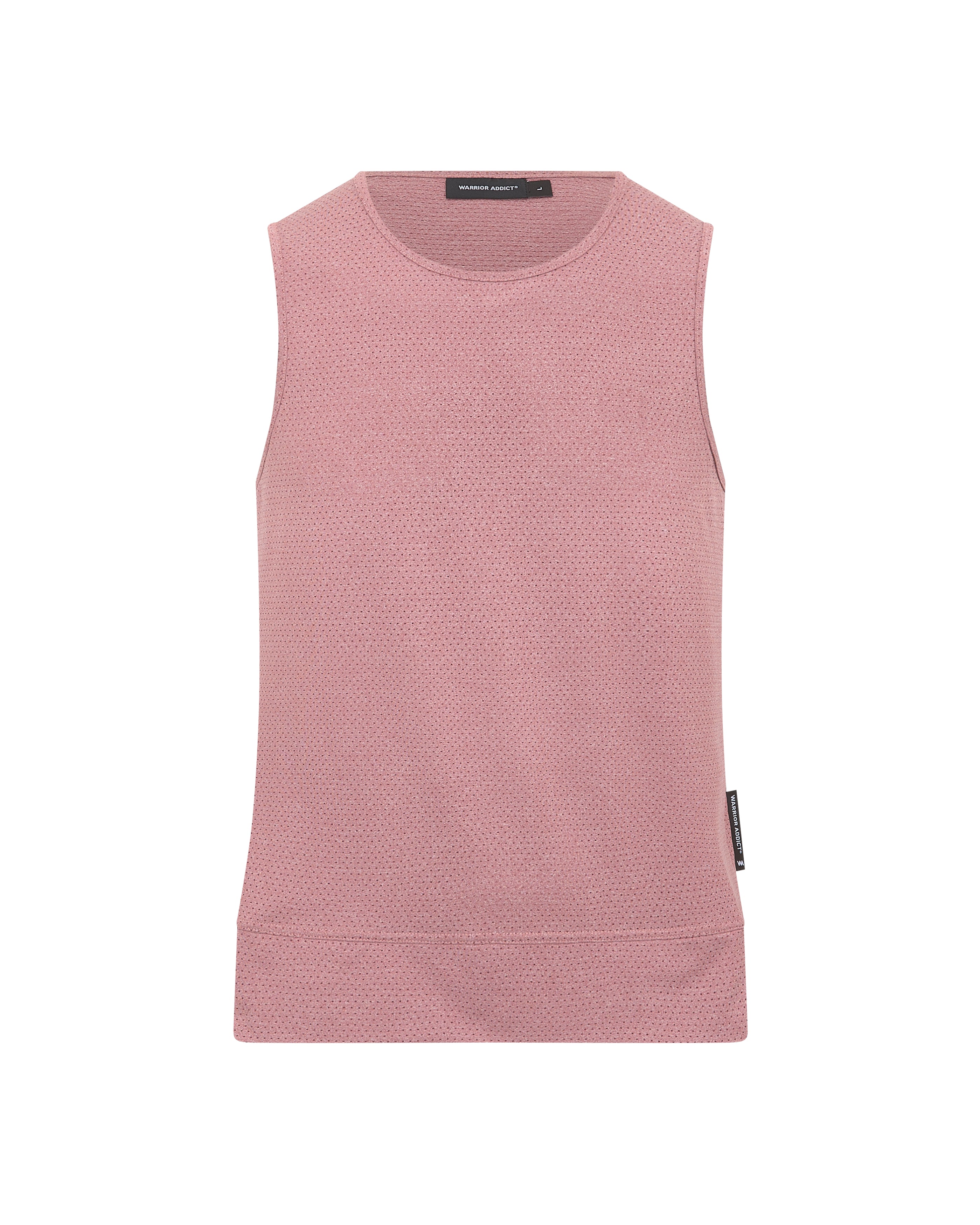Pink sleeveless knit shirt.