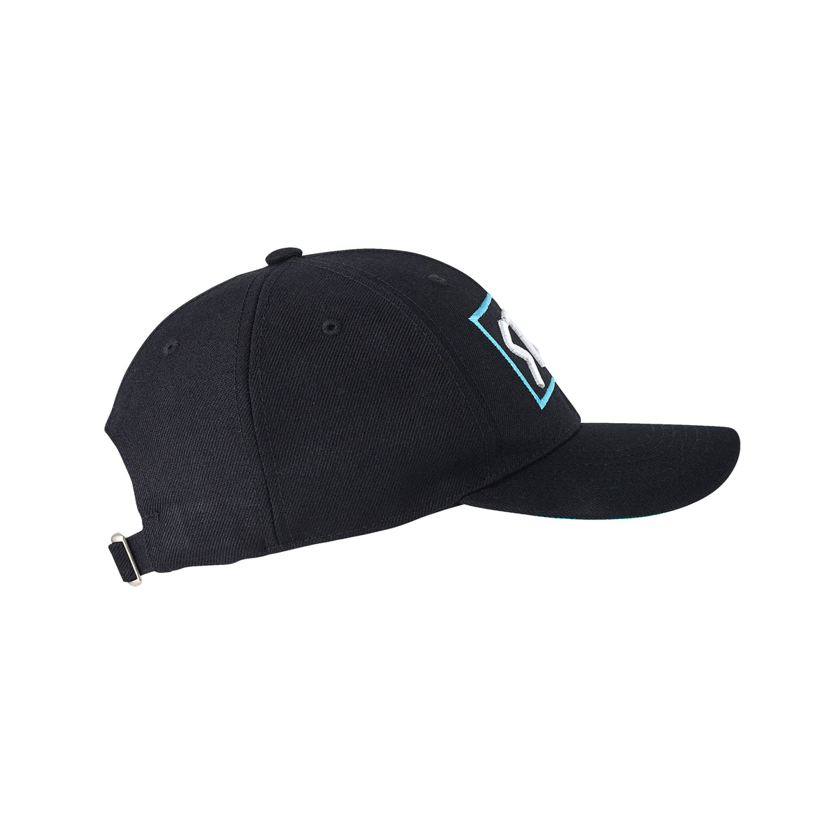 side of mens baseball cap in black