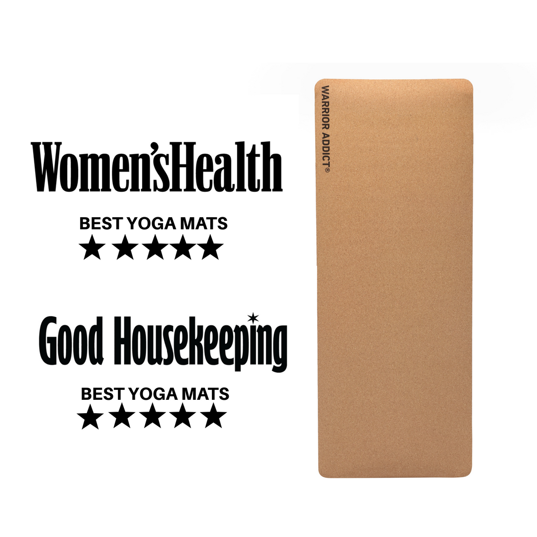 Cork yoga mat with endorsements.