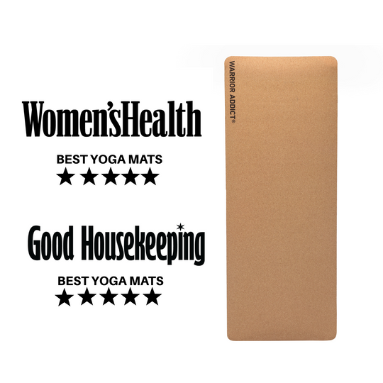 Cork yoga mat with endorsements.