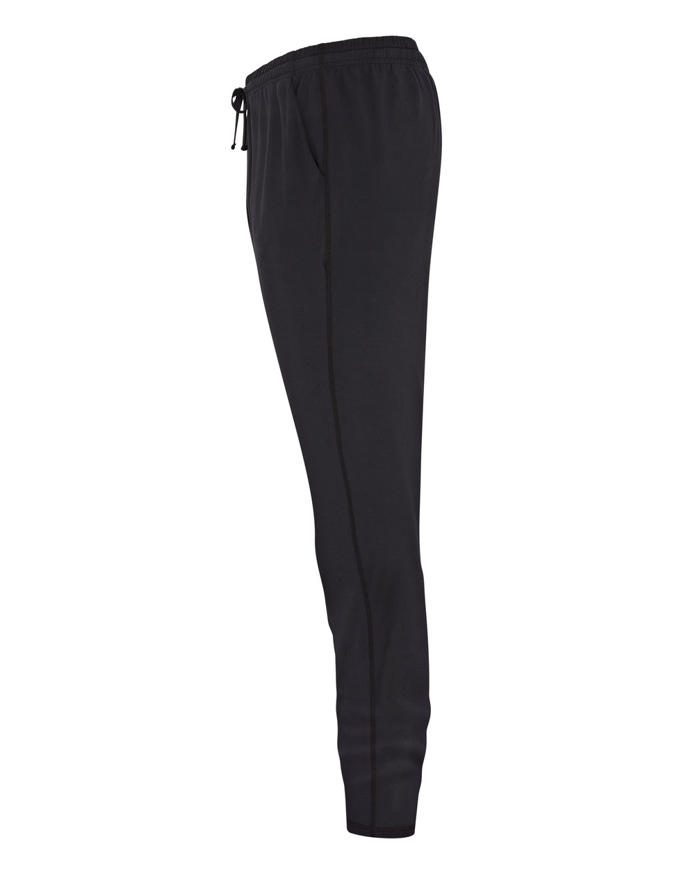 Black sweatpants with drawstring waist.