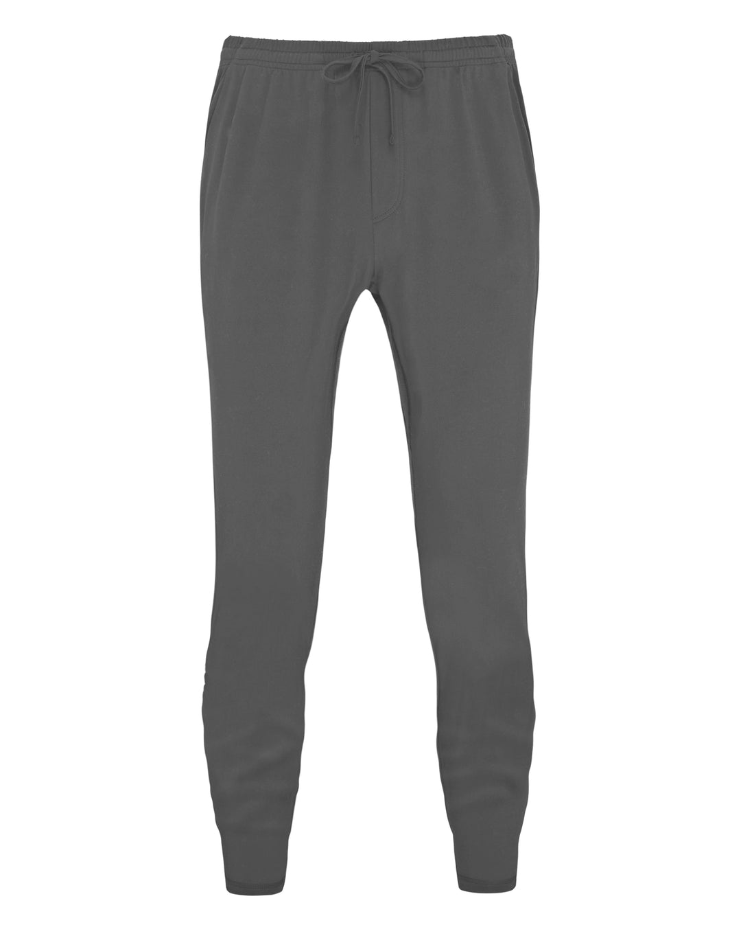 Gray sweatpants with drawstring.