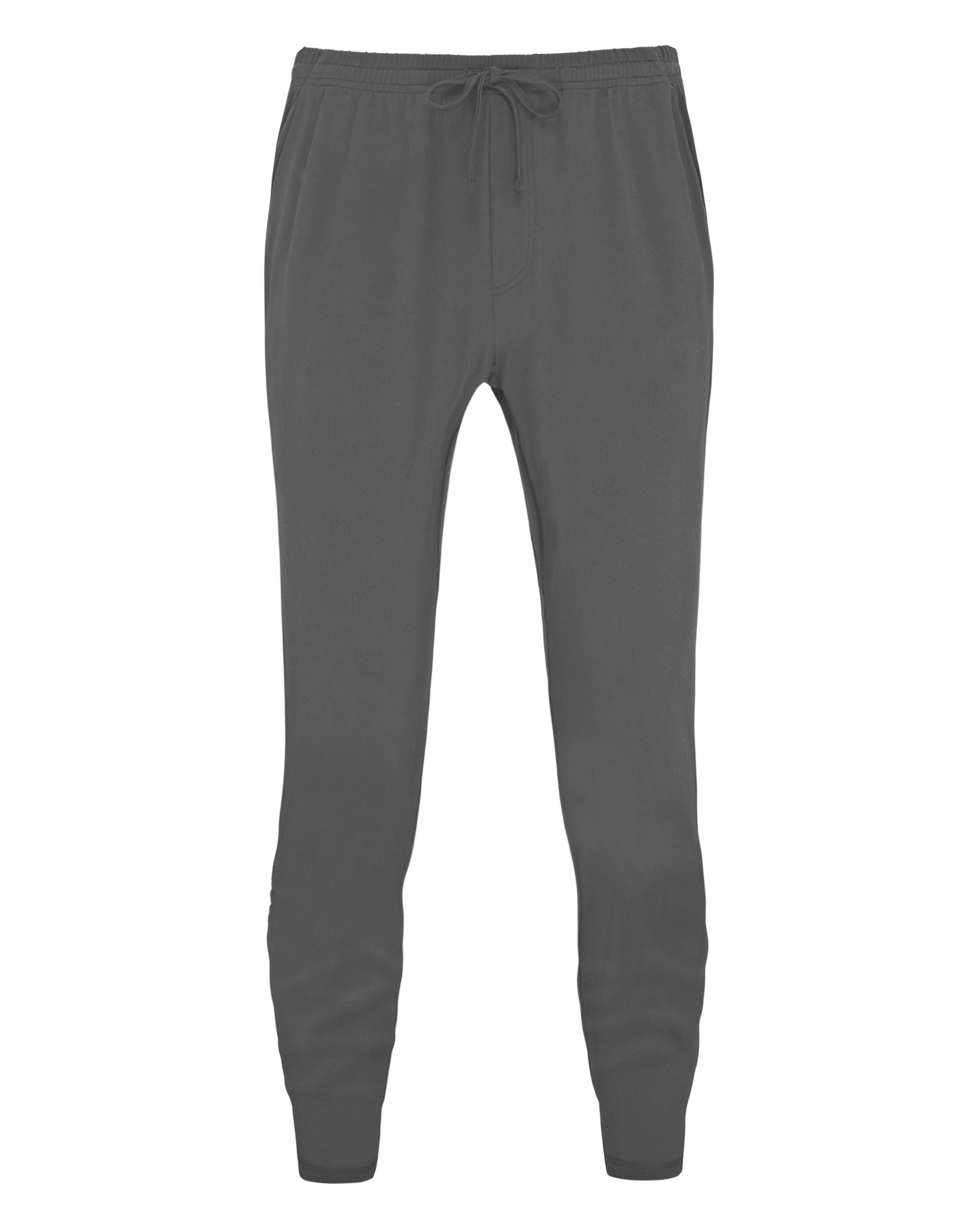 Gray sweatpants with drawstring.