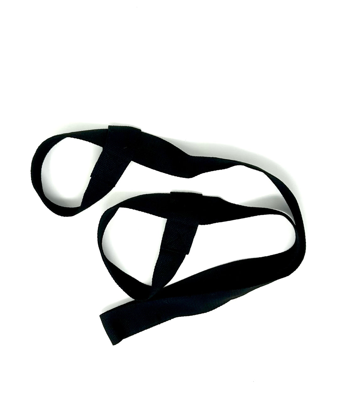 Black nylon yoga strap.