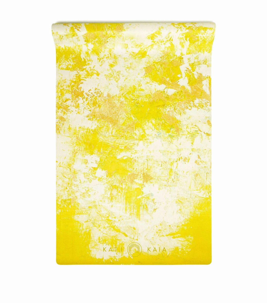 Yellow and white yoga mat.