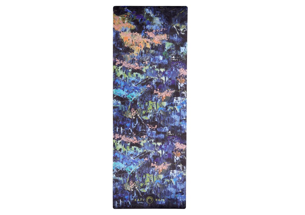 Blue and green painted yoga mat.