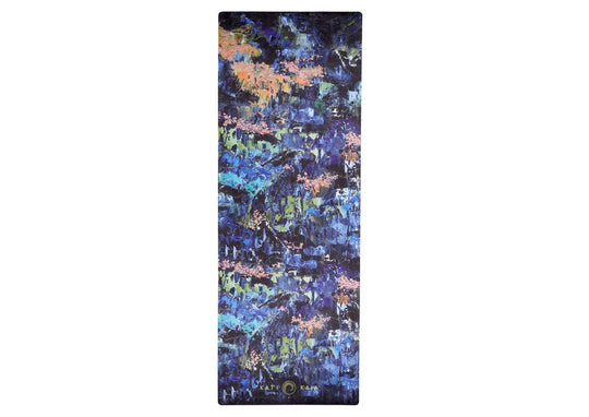 Blue and green painted yoga mat.
