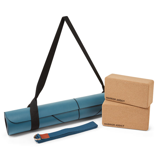 Warrior Yoga Mat &amp; Block Set - Midnight Blue