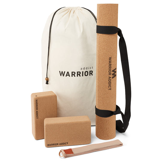 Warrior Cork Yoga Mat  Set – Non Slip Cork Yoga Mat Set With Two Cork Blocks &amp; Strap