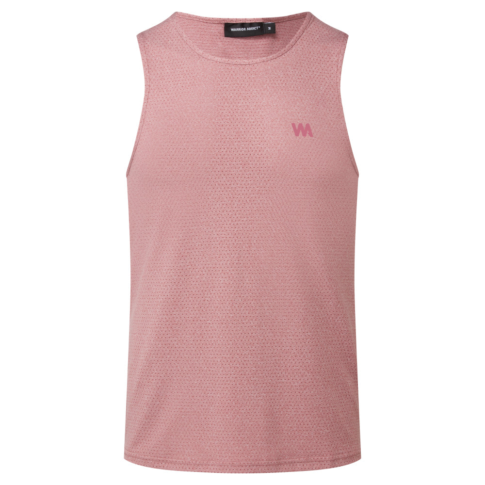 warrior addict Pink tank top with a logo on a white background
