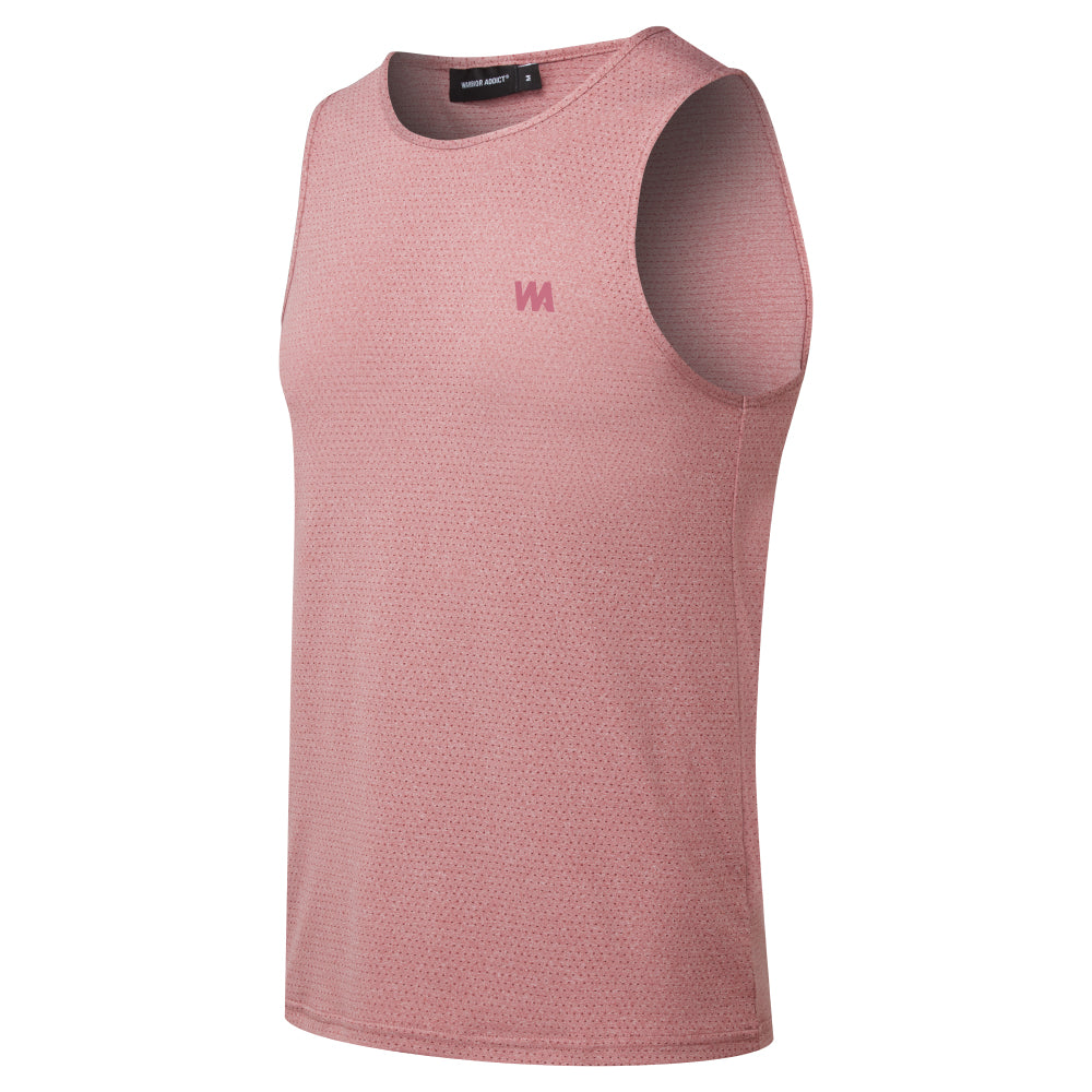 men's Pink tank top with a logo on a white background