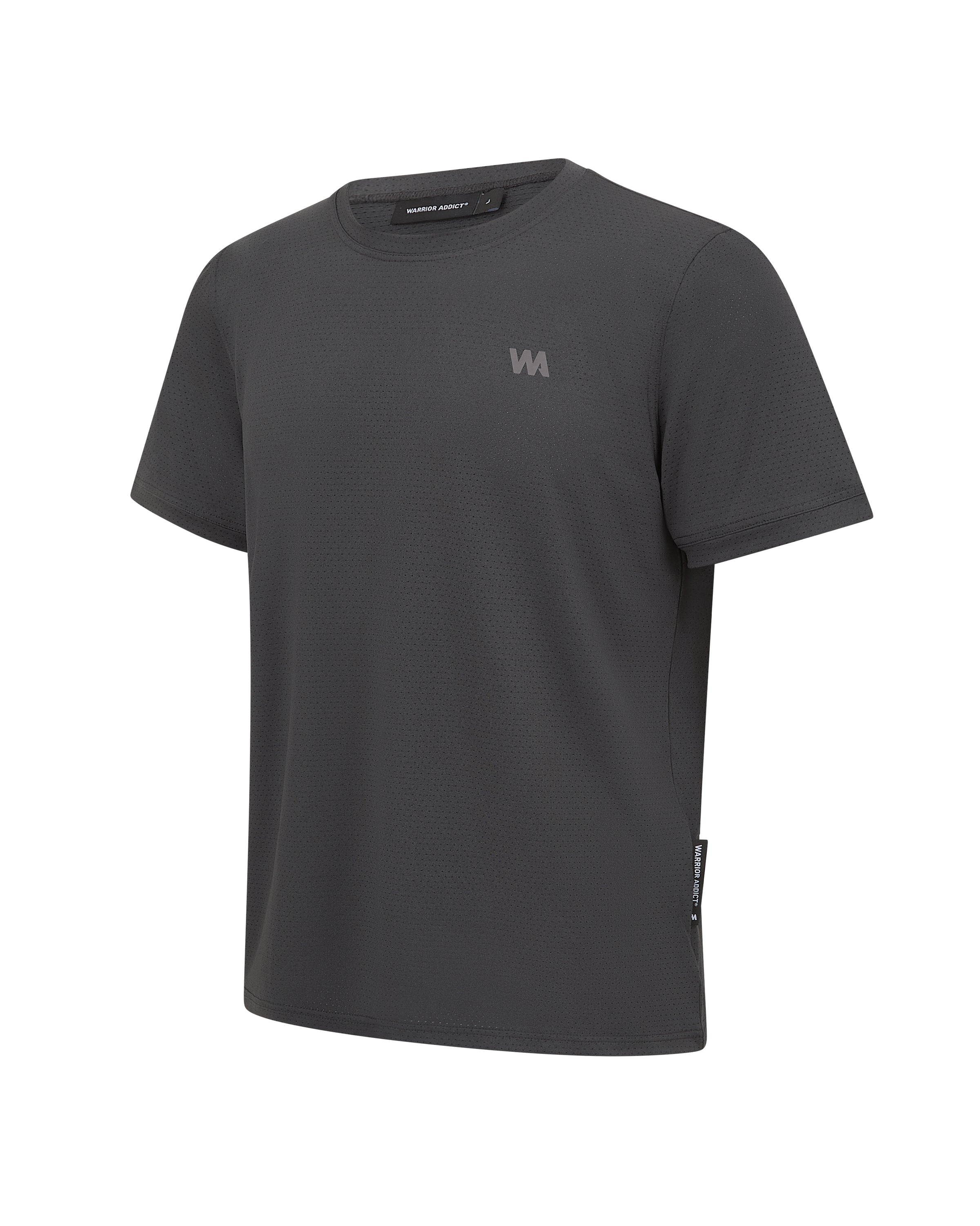 Gray athletic t-shirt.