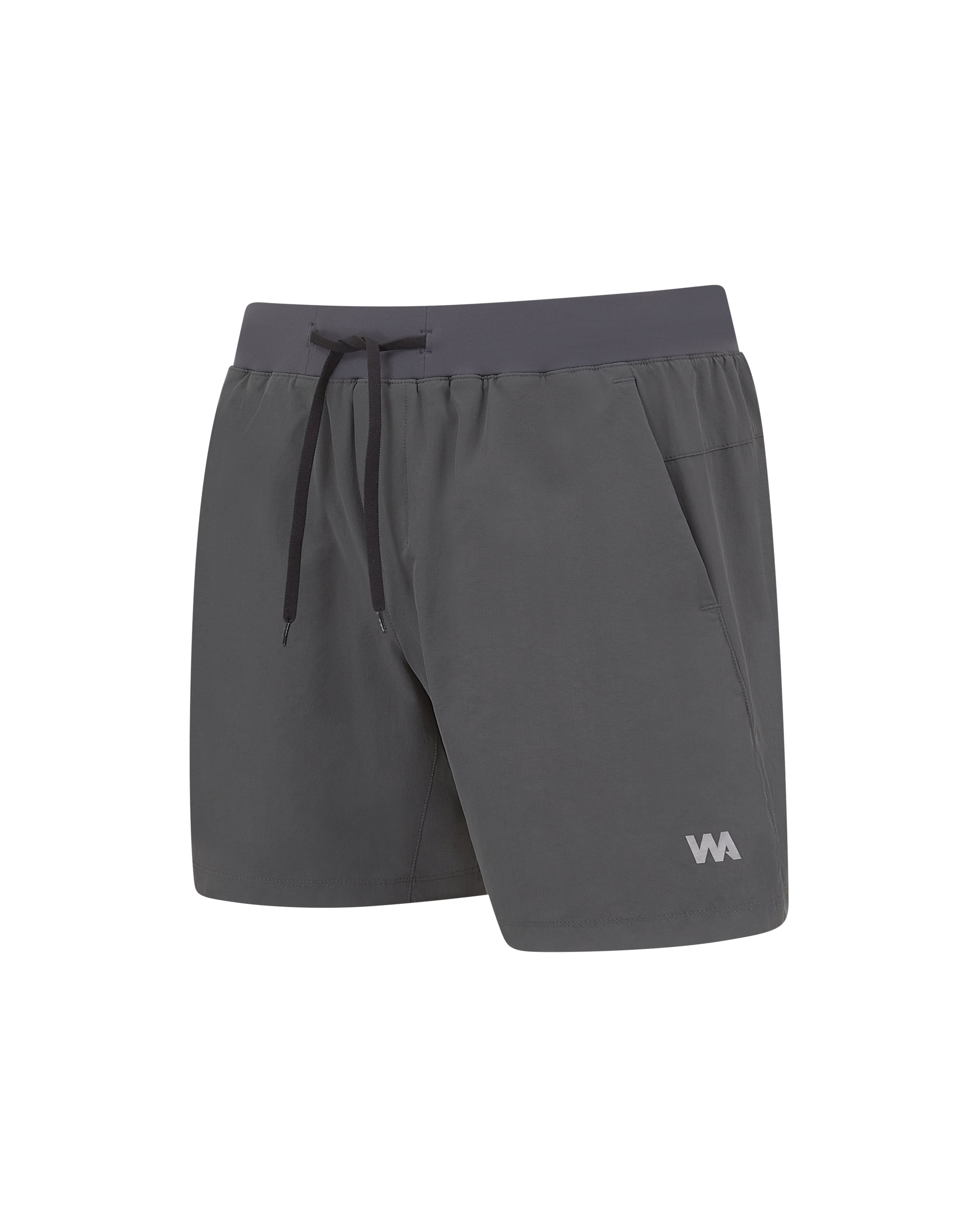 Gray men's shorts with drawstring.