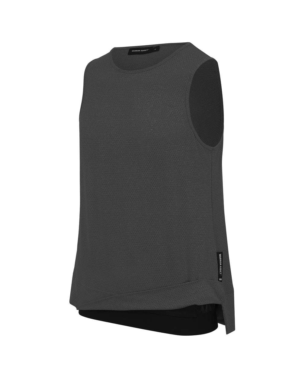 Gray sleeveless athletic shirt.