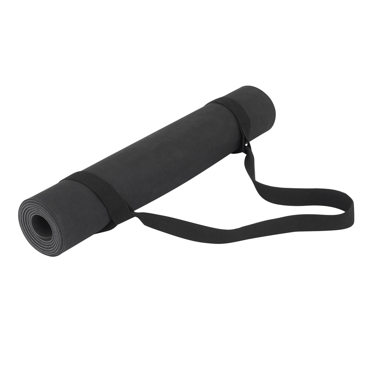 warrior addcts black mens yoga mat rolled with black carry strap 