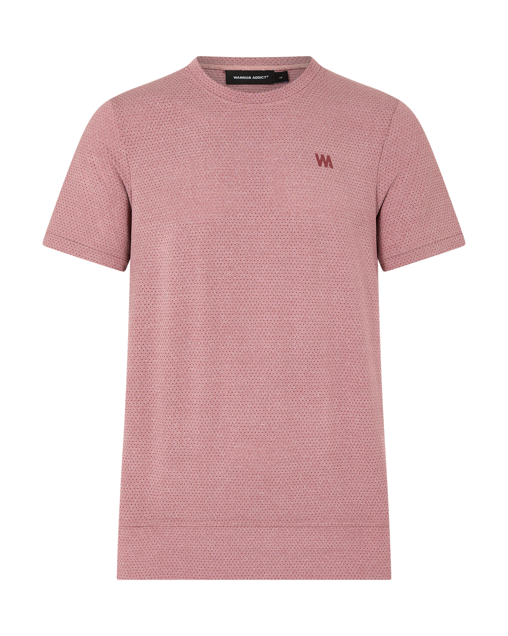 Salmon-colored t-shirt with a textured, dotted pattern and a red letter "W" on the chest.