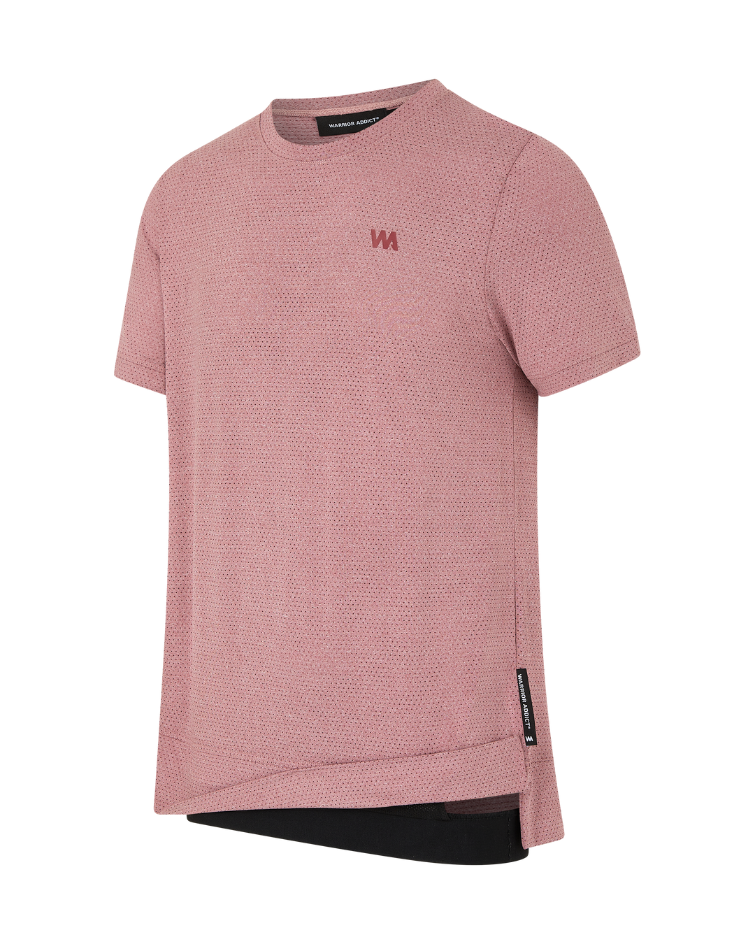 Pink short-sleeve mesh t-shirt.