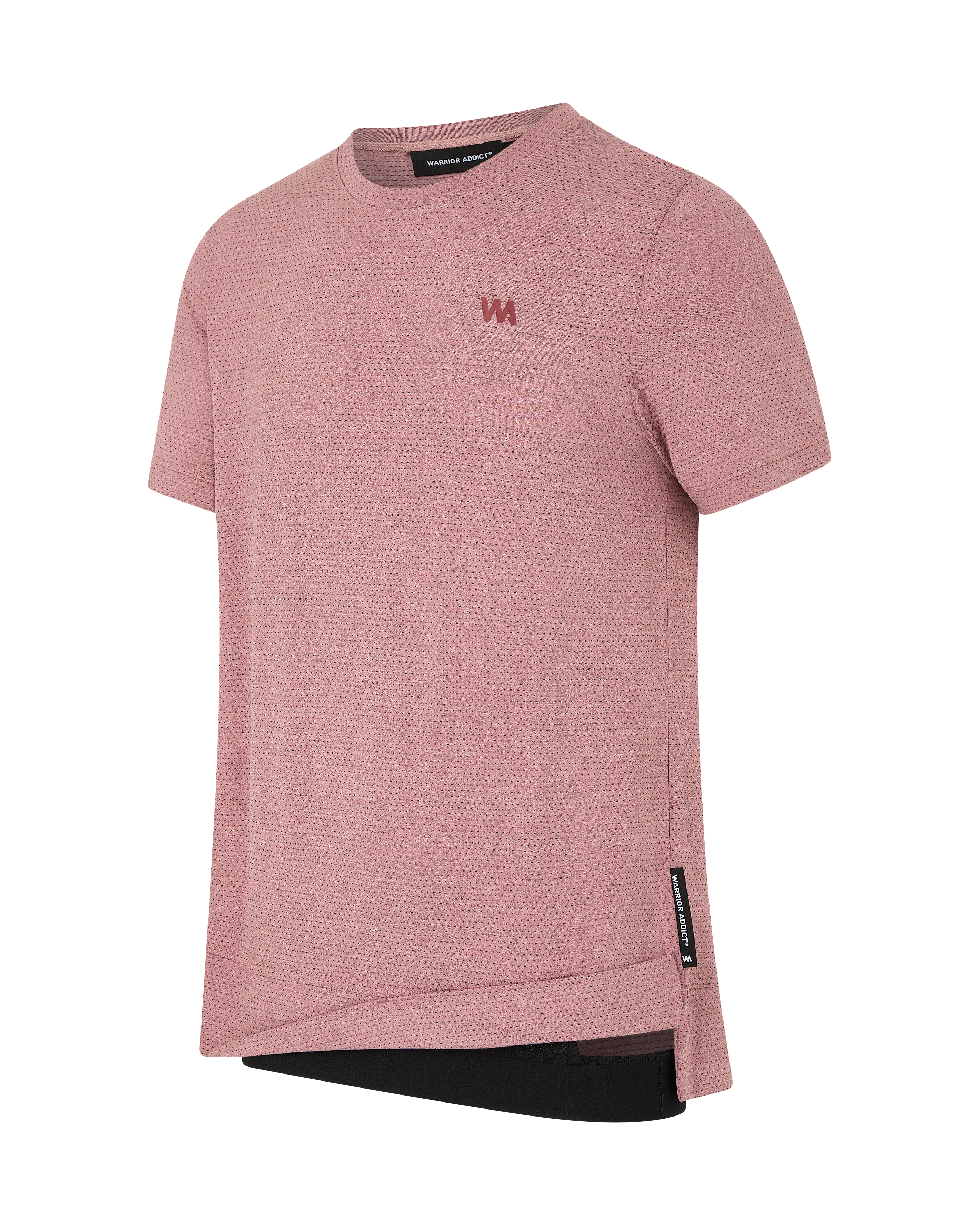 Pink short-sleeve mesh t-shirt.