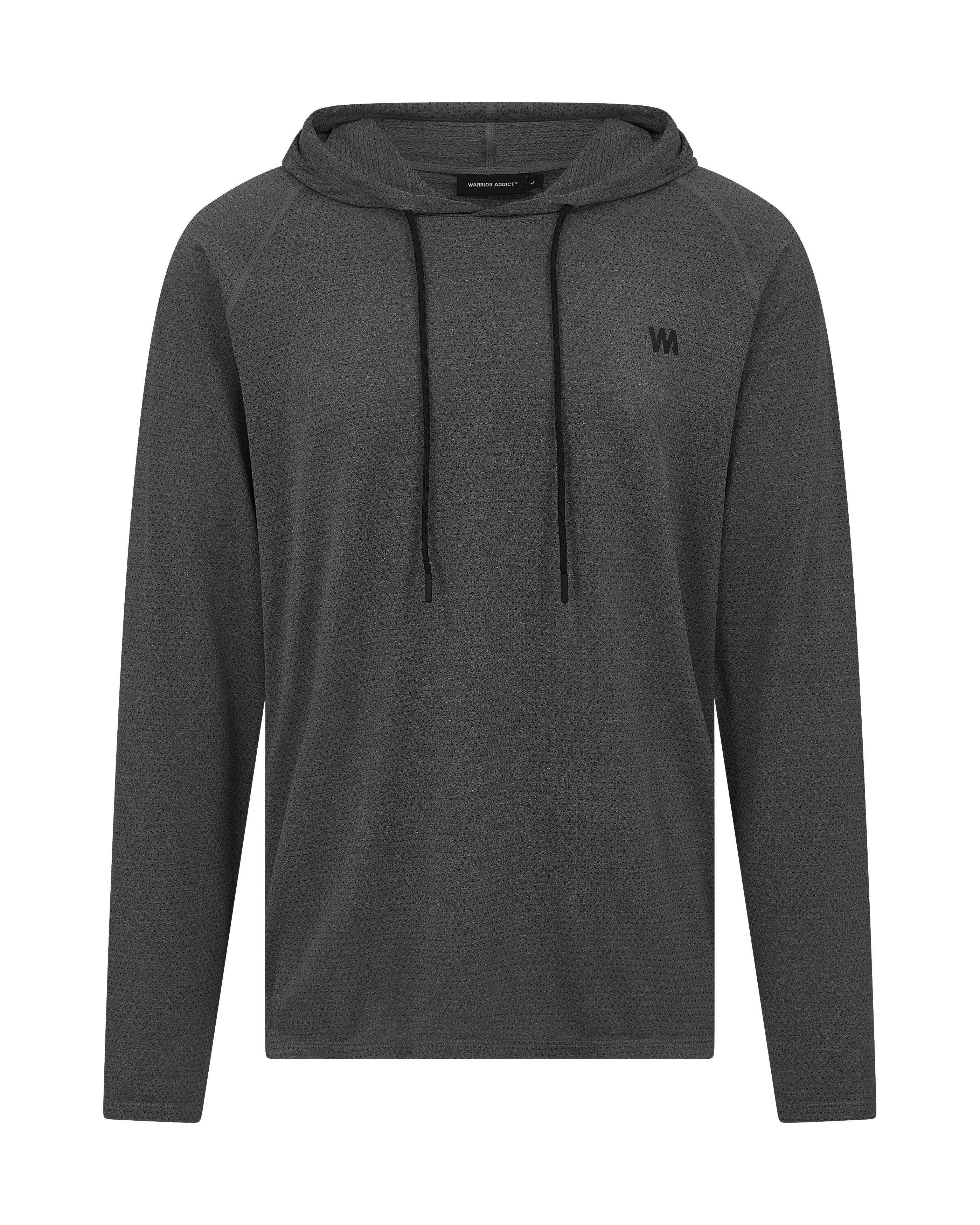 Balck long-sleeved  sports hoodie with brethable fabric and WA logo 