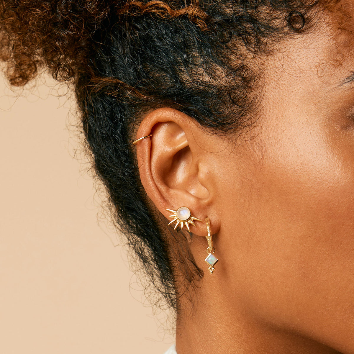 Divinity Princess Hoop Earrings - Gold Opal