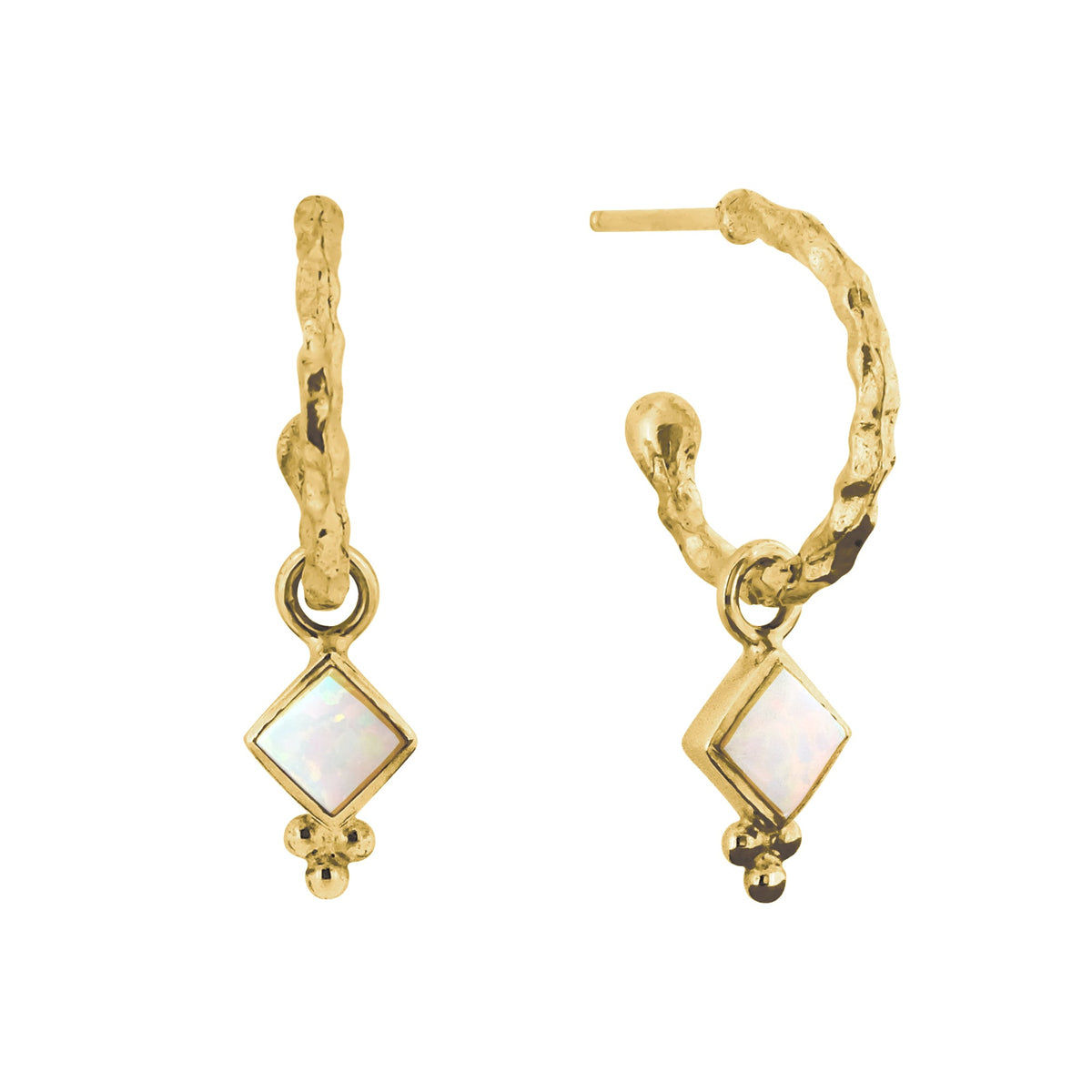 Divinity Princess Hoop Earrings - Gold Opal