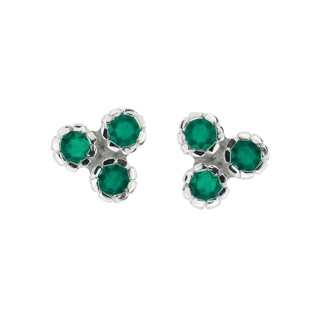Threeni Stud Earrings - Green Onyx