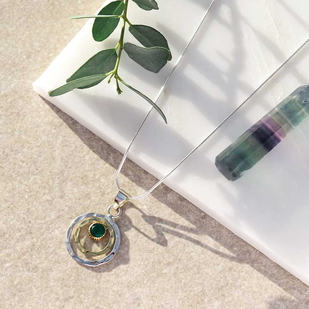 Infinity Universe Necklace  - Green Onyx