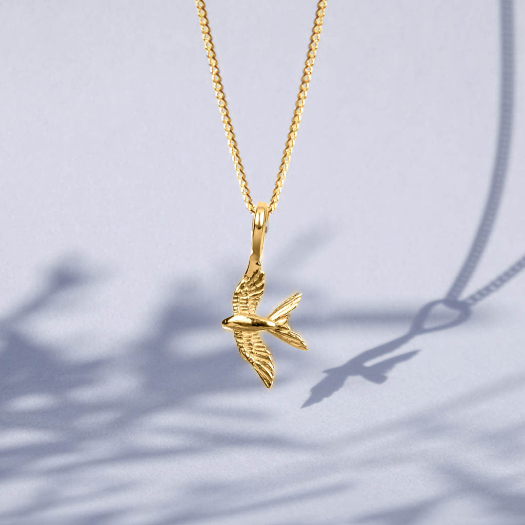 Swallow In Flight Necklace - Gold
