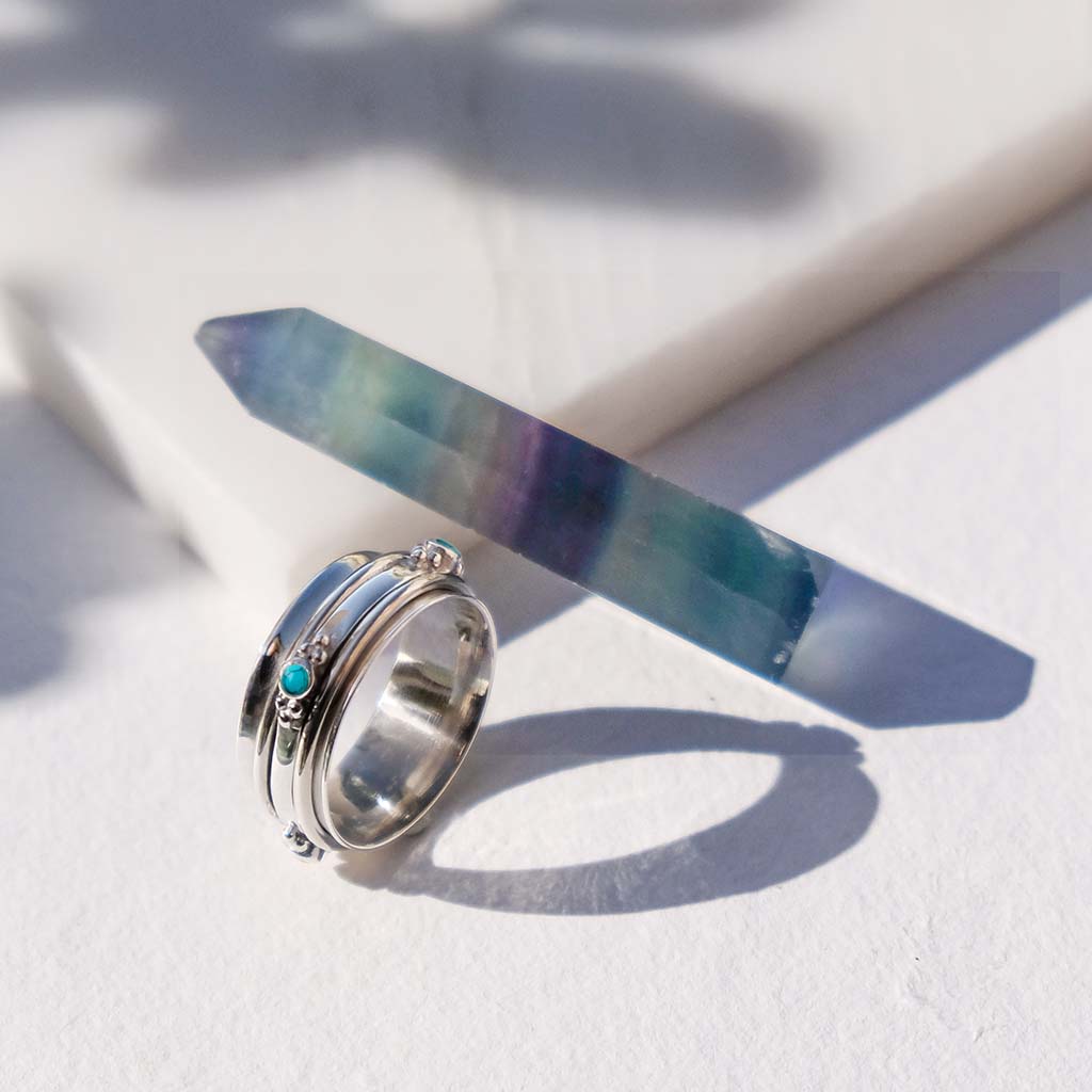 Rajalita Love Spinning Ring - Turquoise