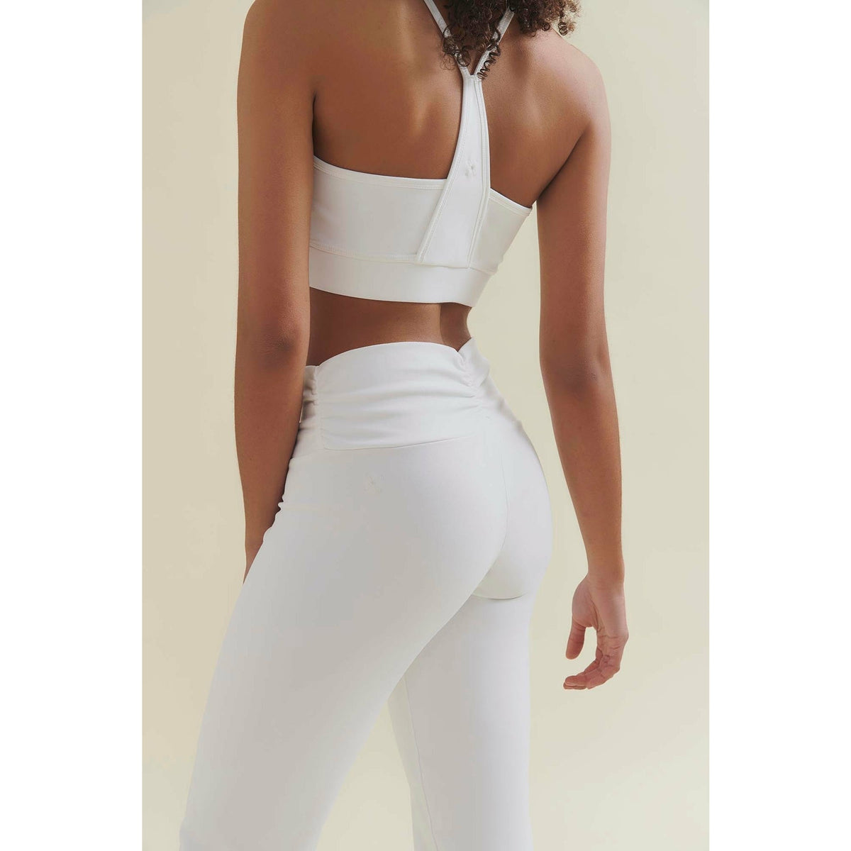 womens yoga pants in white by wellicious model showing back 