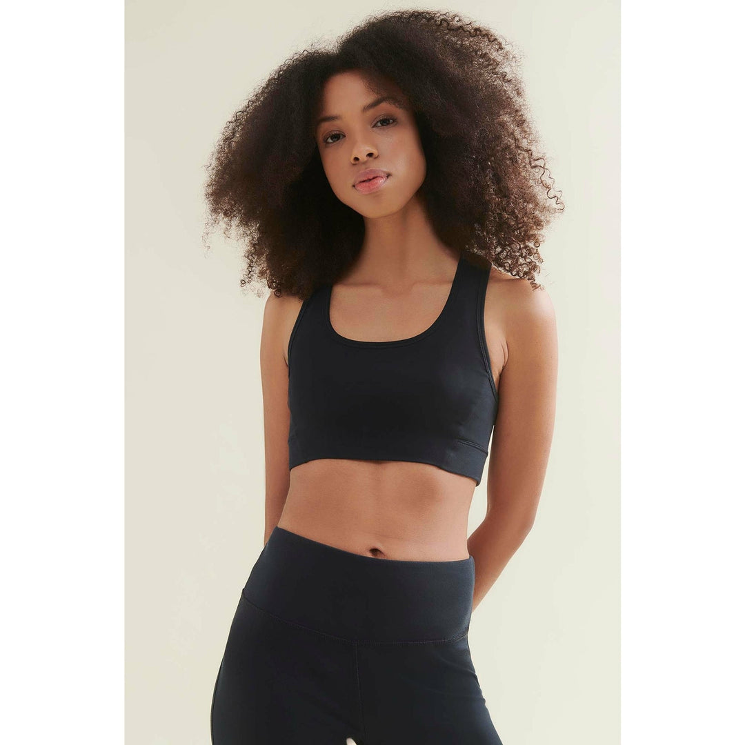 black yoga crop top front image 